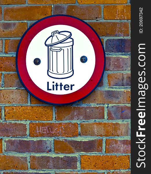 Litter sign for the purpose of designated litter collection areas.