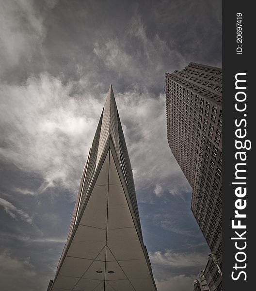 Sharp highrise profil on a building from Potsdamer Platz in Berlin, Germany. Sharp highrise profil on a building from Potsdamer Platz in Berlin, Germany.