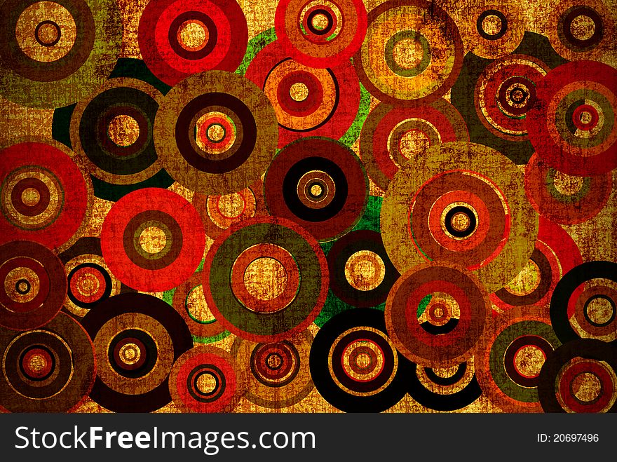 Grunge background with colorful circles