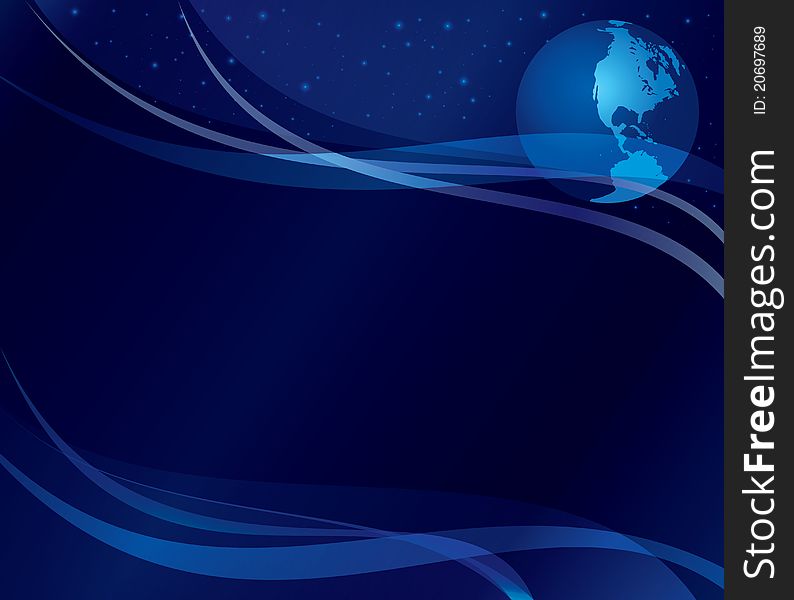 Abstract dark blue background with globe - vector. Abstract dark blue background with globe - vector