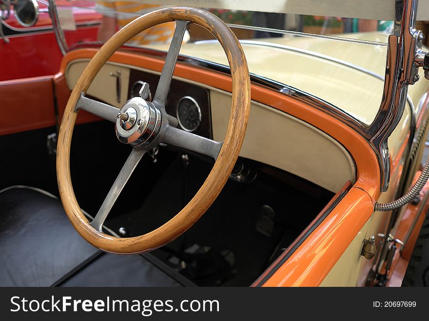 Detailed view of the historic interior of the car. Detailed view of the historic interior of the car.