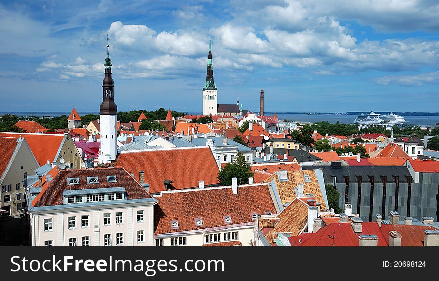 Panorama of old Tallinn from town hall tower