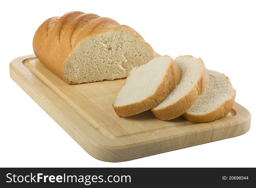 Sliced loaf of bread on the cutting board