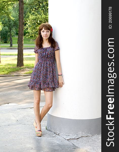 Girl Walking In Park