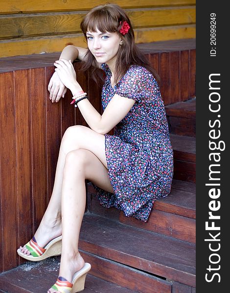 Girl walking outdoor in country side. Girl walking outdoor in country side