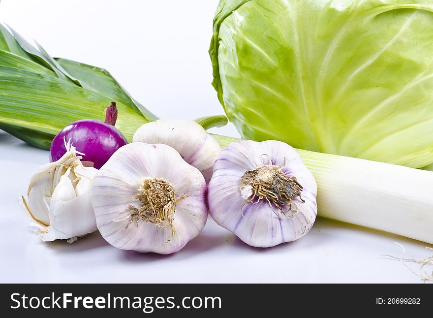 Garlic, Cabbage, Leek
