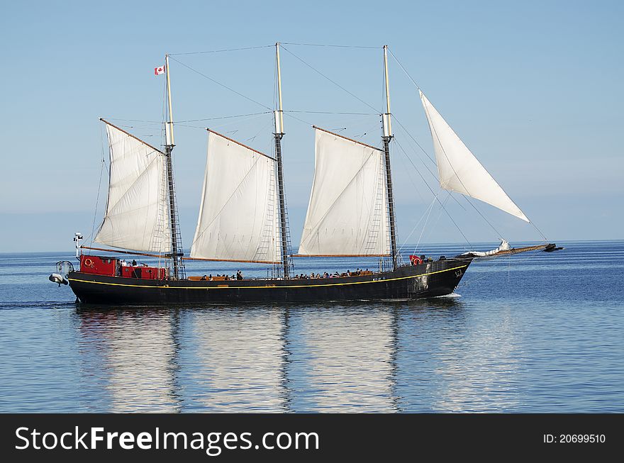 Big sailboat navigating on the Mediteraneean Sea