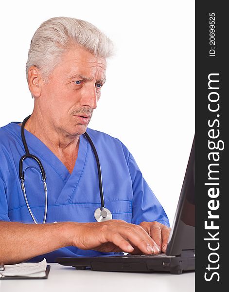 Portrait of a doctor with a laptop. Portrait of a doctor with a laptop