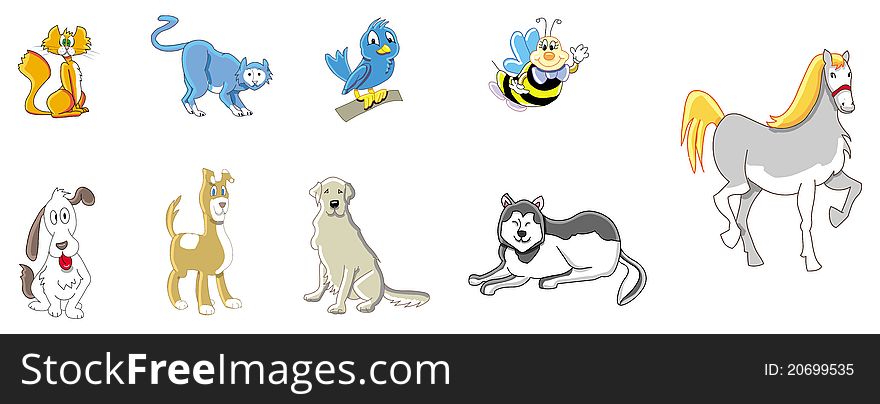 Cartoon illustration of a cute animals collection. Cartoon illustration of a cute animals collection