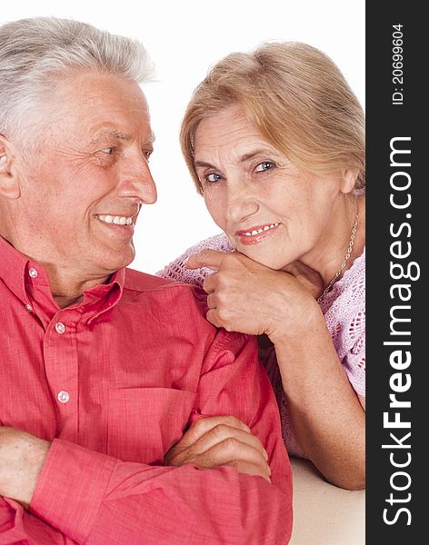 Nice elderly couple on a white background. Nice elderly couple on a white background