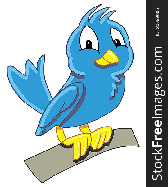 Cartoon illustration of a blue birdy