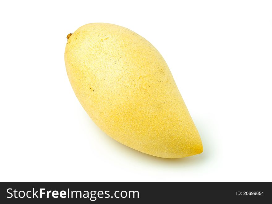 Mango is the fruit flavor. When ripe, the skin is yellow and sweet.