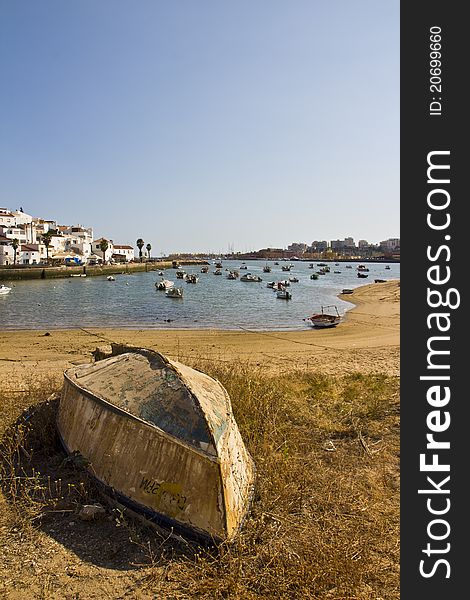 A little harbour of a little city in Portugal. A little harbour of a little city in Portugal