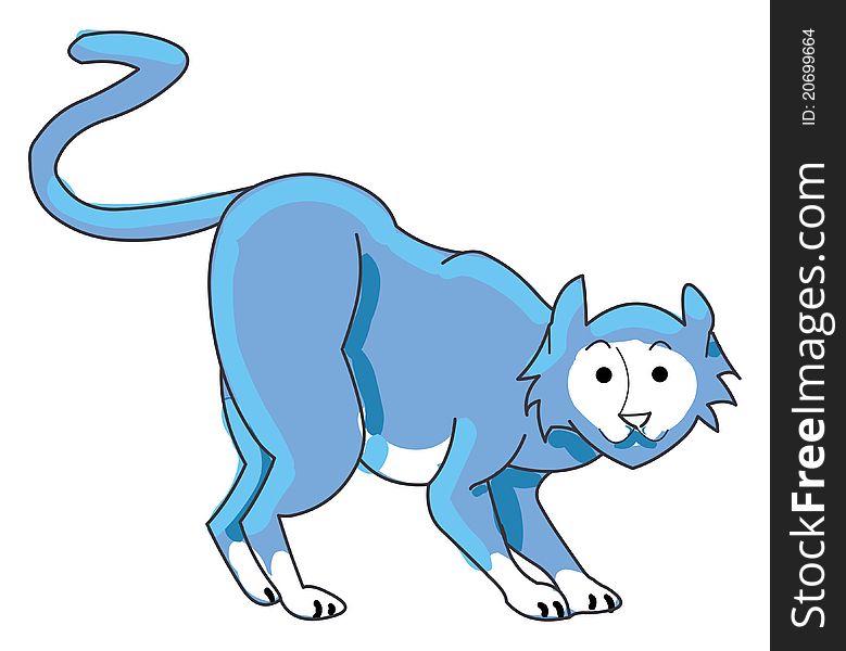 Cartoon illustration of a cat blue