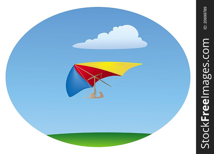 Cartoon illustration of a hang glider