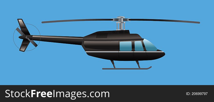 Cartoon illustration of a black helicopter