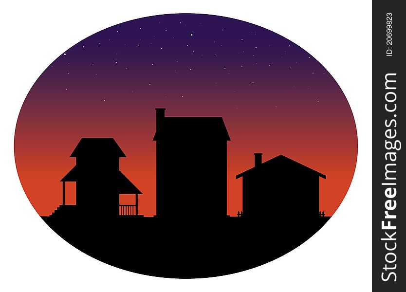 Cartoon illustration of a houses silhouette collection