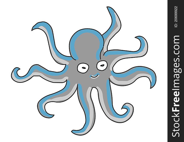 Cartoon illustration of an octopus