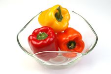 Three Bell Peppers In A Bowl Royalty Free Stock Images