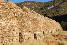 A Series Of Charcoal Furnace Kilns In Death Valley California Stock Images