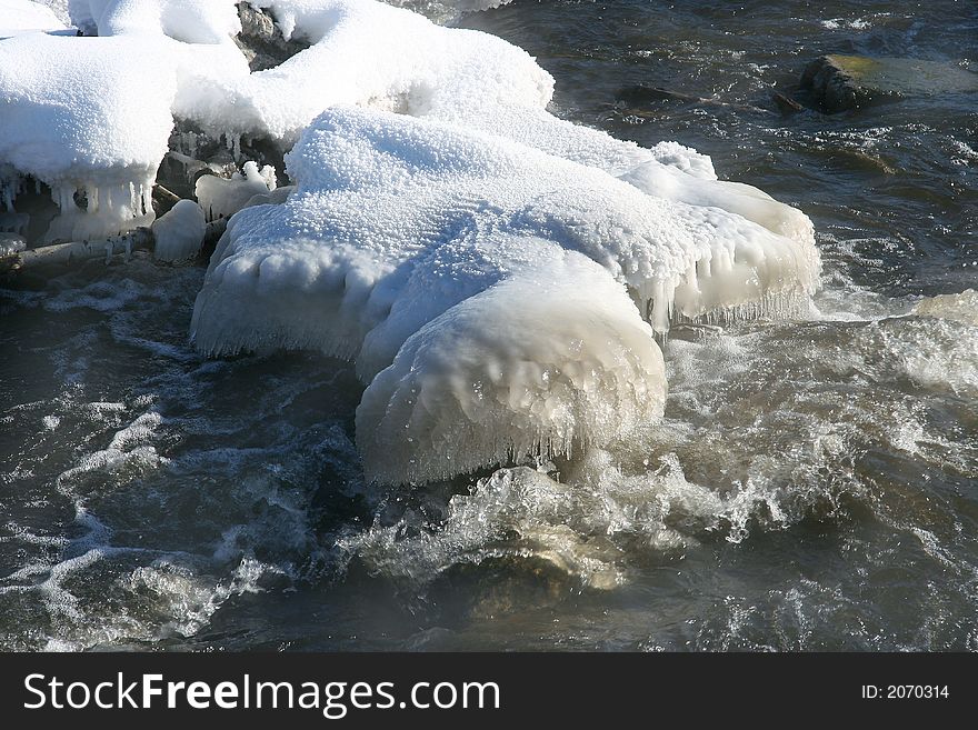 Stones Covered By A Snow.