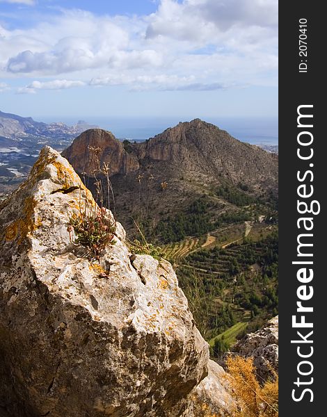 Mountain region overlooking mediterranean