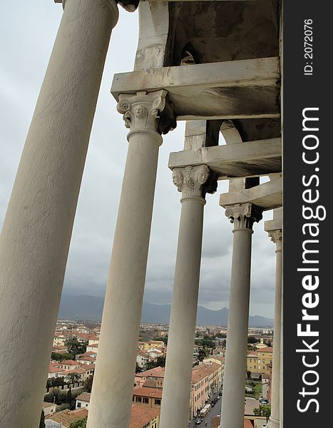 View onto Pisa through pillars