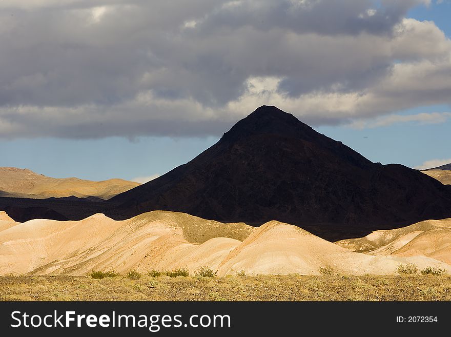 Shot Of A Pyramid Shaped Mountain In Death Valley