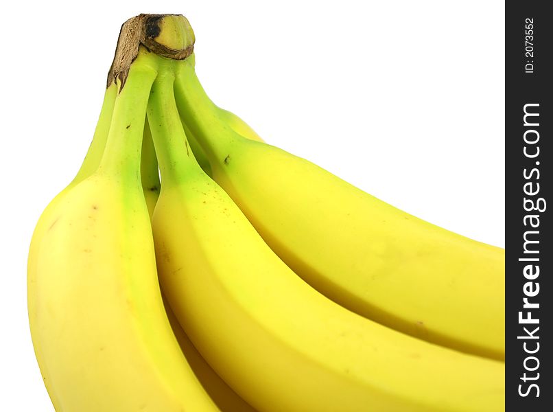 Fresh bunch of bananas over white background.