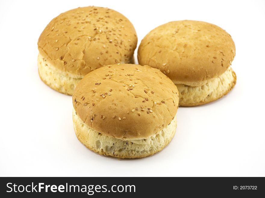 Beautiful rolls for hamburgers on a white background