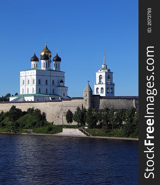 Trinity Cathedral and Bell-tower in Pskov Kremlin.