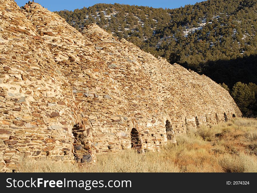 A series of charcoal furnace kilns in Death Valley California
