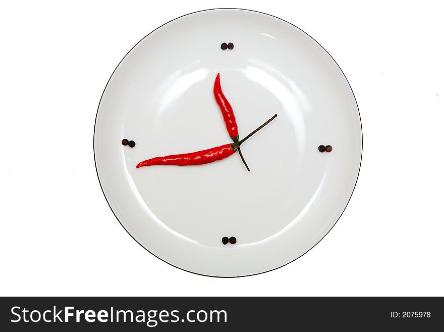 Pepper clock isolated on white. Pepper clock isolated on white