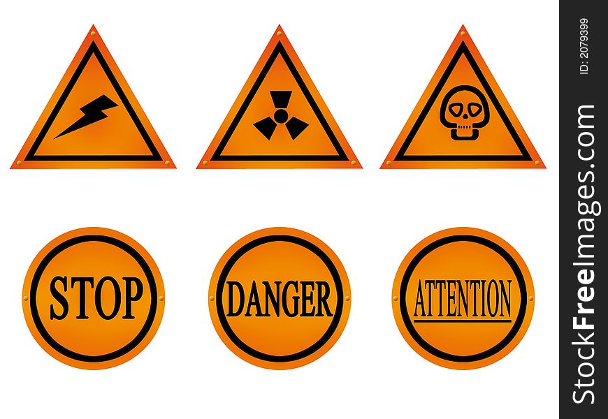 Forbidding marks about imminent danger on a white background