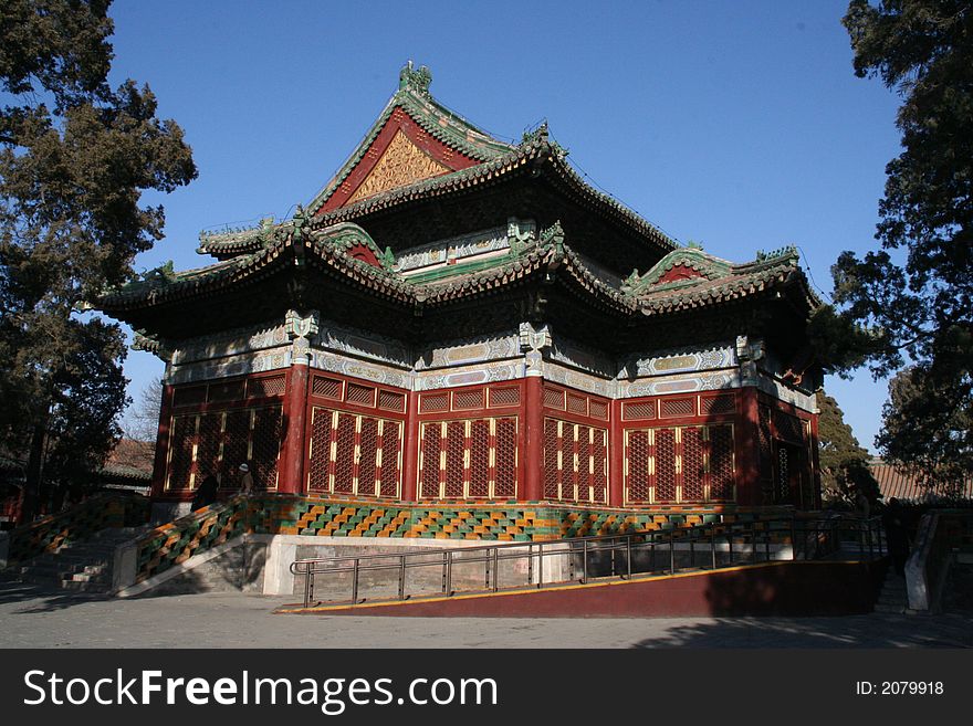 Red Chinese Palace In Beihai Park