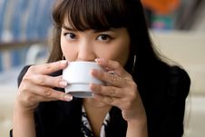 Businesswoman Drinking Tea Royalty Free Stock Image Businesswoman Drinking Tea Royalty Free Stock Image