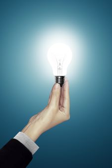Blue Background Of Bulb Light Stock Photography