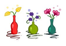 Three Colorful Vase With Flowers - Vector Royalty Free Stock Photography Three Colorful Vase With Flowers - Vector Royalty Free Stock Photography