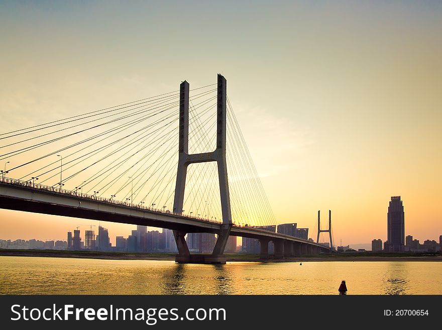 Named bayi bridge in the night of shanghai china.