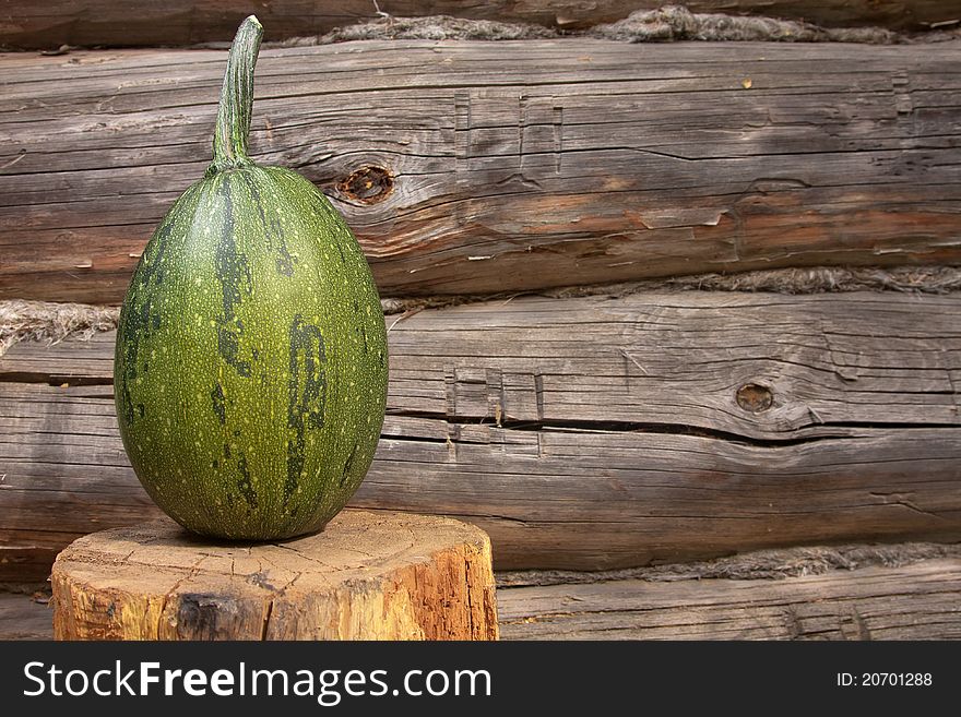 Vegetable marrow on the wood background