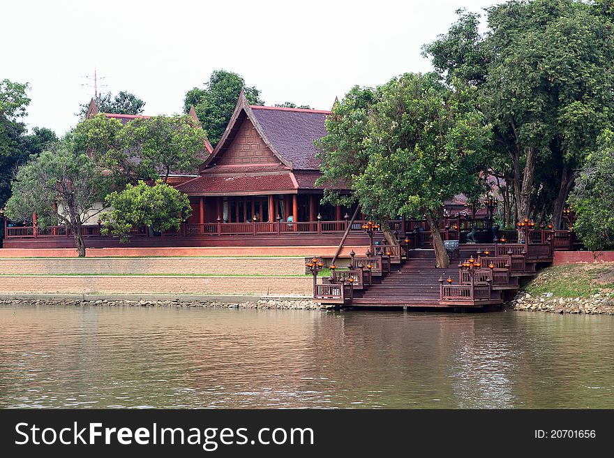 Thai house style on river side
