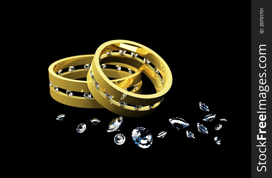 Gold weddings rings and diamond. Gold weddings rings and diamond