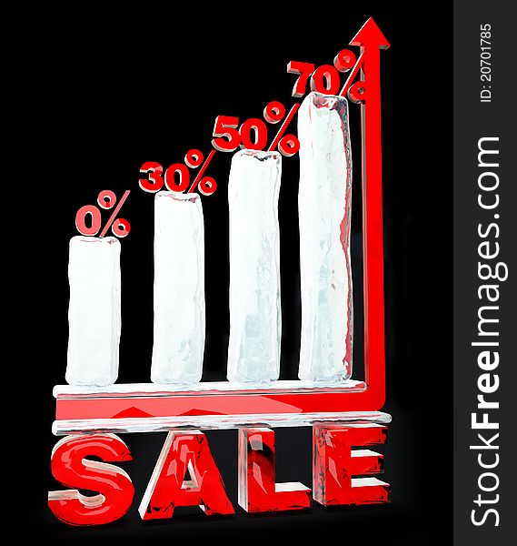 New-year sale. Ice scale of sales