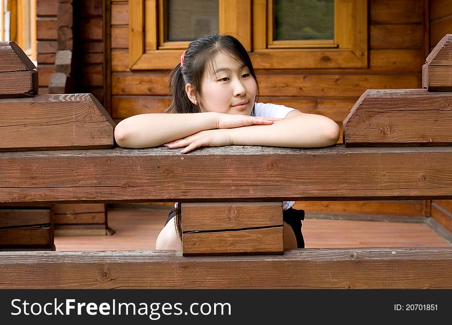 Girl walking outdoor in summer