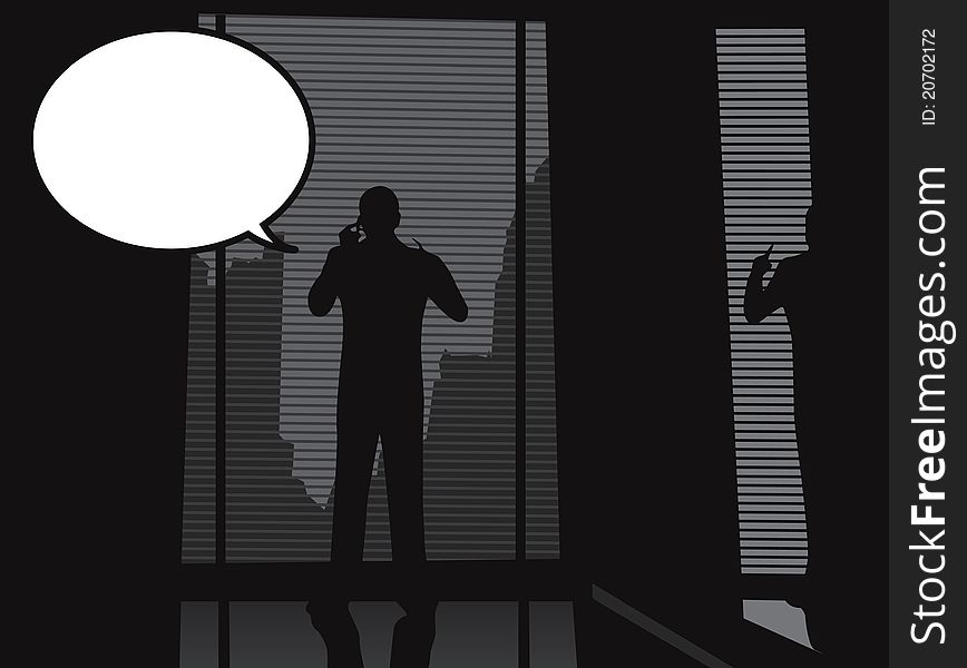 Silhouette business people are talking on the phone, illustration. Silhouette business people are talking on the phone, illustration