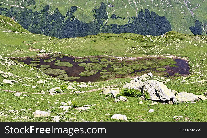 Small mountain lake in 7 lakes valley, Abkhazia