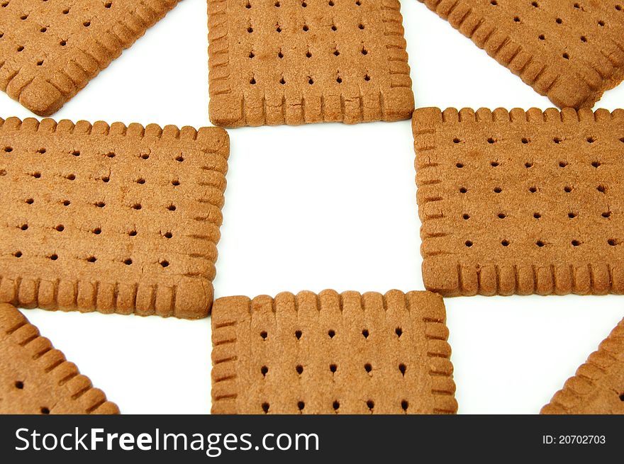 Cookies on white background, with cocoa. Cookies on white background, with cocoa