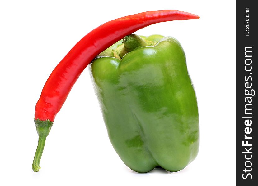 Color photo of red and green peppers. Color photo of red and green peppers