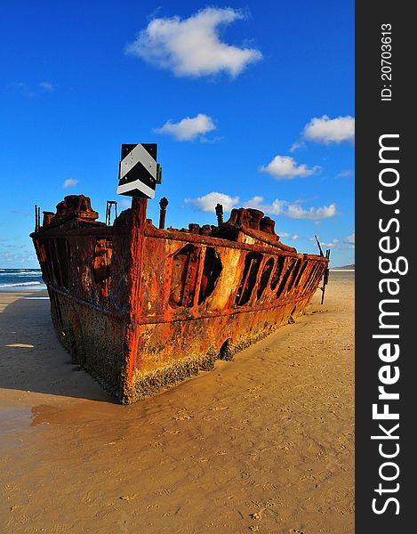 Maheno Shipwreck, Fraser Island, Australia. The SS Maheno got stuck on Fraser Island in 1935, and it has been there since.