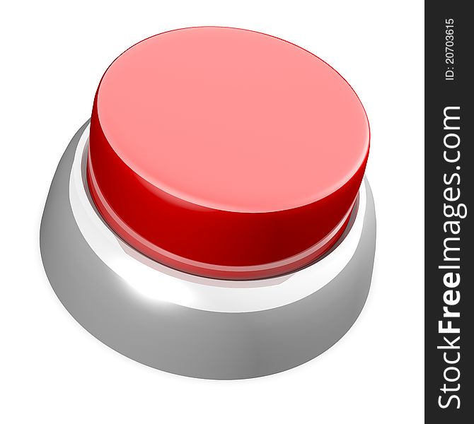 Red button over white background. It's a 3D rendering.